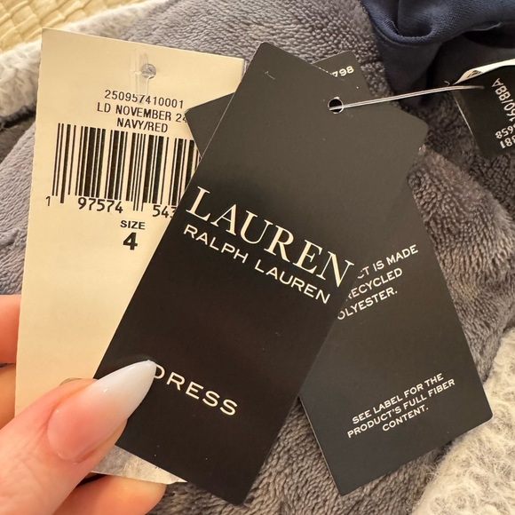 LAUREN RALPH LAUREN Two Tone Navy Red Anchor Buttons Sailor Shift Dress 4 NWT - Picture 8 of 10